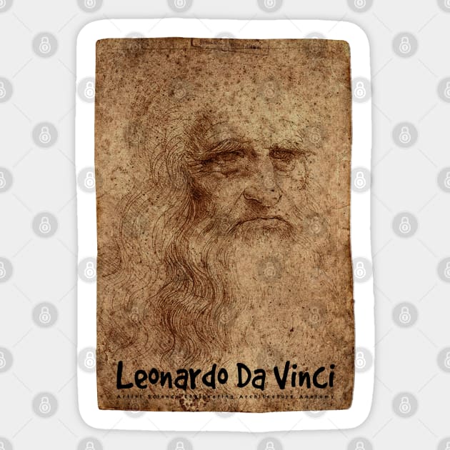 Self Portrait Leonardo Da Vinci High Renaissance Artist Sticker by KewaleeTee